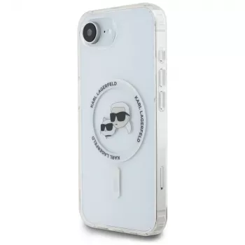 KARL LAGERFELD IML Metal Karl & Choupette Heads Dėklas su MagSafe, skirtas iPhone 16e/17e, Baltas