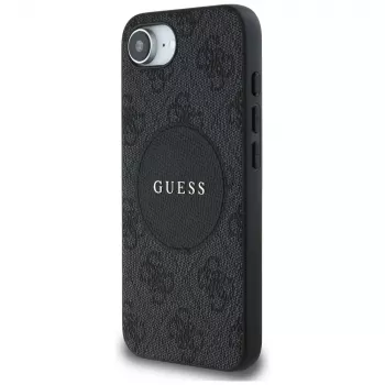 Guess 4G Circle Classic Logo MagSafe Dėklas, skirtas iPhone 16e – Juodas