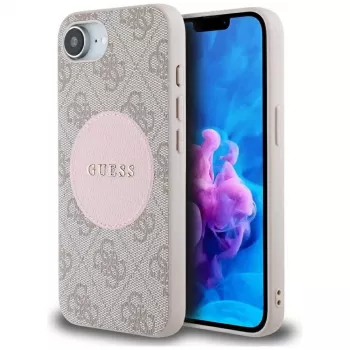 Guess 4G Circle Classic Logo MagSafe Case iPhone 16e - Rožinė