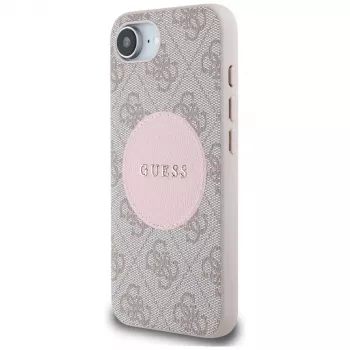Guess 4G Circle Classic Logo MagSafe Case iPhone 16e - Rožinė
