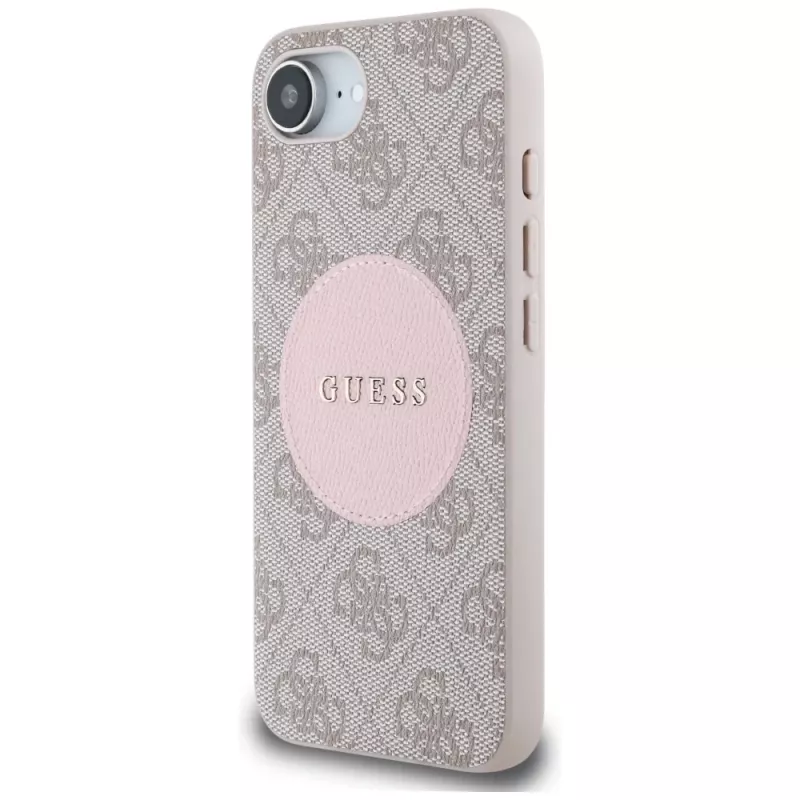 Guess 4G Circle Classic Logo MagSafe Case iPhone 16e - Rožinė