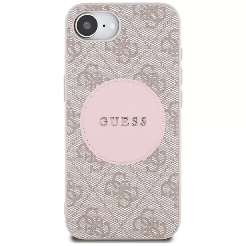 Guess 4G Circle Classic Logo MagSafe Case iPhone 16e - Rožinė