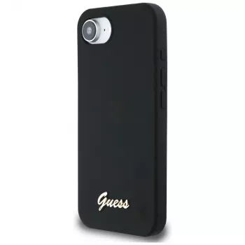Guess Silicone Script Metal Logo MagSafe Case for iPhone 16e (Juoda)