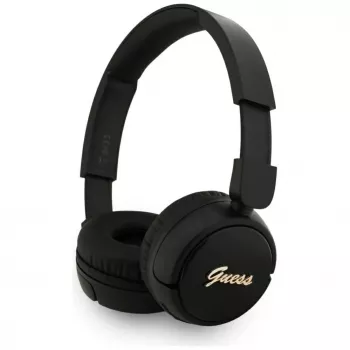 Guess Metal Logo Script belaidės ausinės Bluetooth 5.3, uždedamos ant galvos, juodos