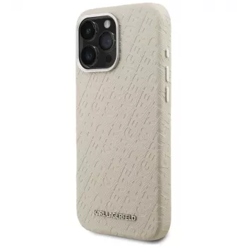 KARL LAGERFELD FW Stamped KarlMagSafe Dėklas, skirtas iPhone 16 Pro Max, smėlio spalvos