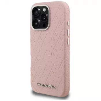 Karl Lagerfeld FW Stamped KarlMagSafe dėklas, skirtas iPhone 16 Pro, rožinis