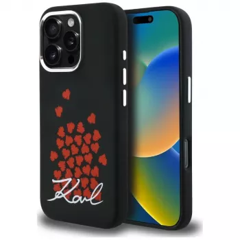 Karl Lagerfeld Silicone Heart SignLogo MagSafe Case for iPhone 16 Pro Black