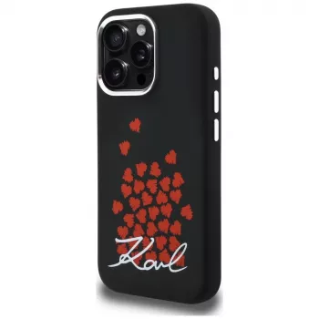 Karl Lagerfeld Silicone Heart SignLogo MagSafe Case for iPhone 16 Pro Black