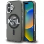 KARL LAGERFELD IML Glitter Karl & Choupette Sketch Logo MagSafe Dėklas, skirtas iPhone 16, juodas