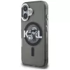 KARL LAGERFELD IML Glitter Karl & Choupette Sketch Logo MagSafe Dėklas, skirtas iPhone 16, juodas