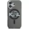 KARL LAGERFELD IML Glitter Karl & Choupette Sketch Logo MagSafe Dėklas, skirtas iPhone 16, juodas