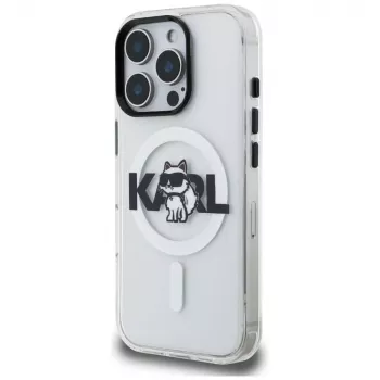 KARL LAGERFELD IML Choupette Sketch Logo MagSafe Case, iPhone 16 Pro Max, Skaidrus