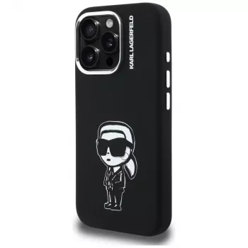 KARL LAGERFELD Silicone Karl Sketch MagSafe Case for Apple iPhone 16 Pro Max, Black