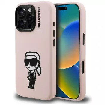 KARL LAGERFELD Silicone Karl Sketch MagSafe Case for iPhone 16 Pro Max Pink
