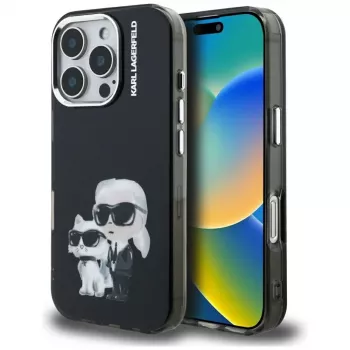 KARL LAGERFELD IML Aquarelle apsauginis dėklas, skirtas Apple iPhone 16 Pro - juodas