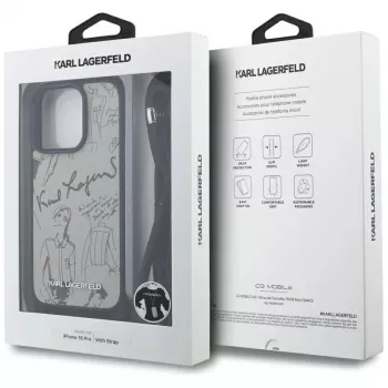 Karl Lagerfeld Crossbody GrainedPattern & Logo Case, skirta iPhone 16 Pro, pilka