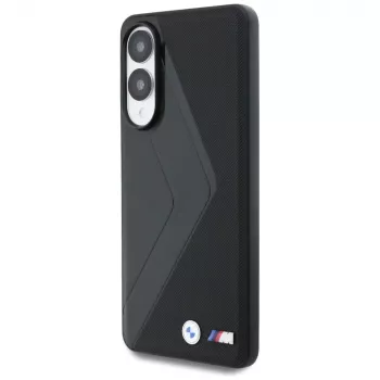 BMW Leather Oversized Stripes MagSafe Dėklas Samsung Galaxy S25 Edge Juodas