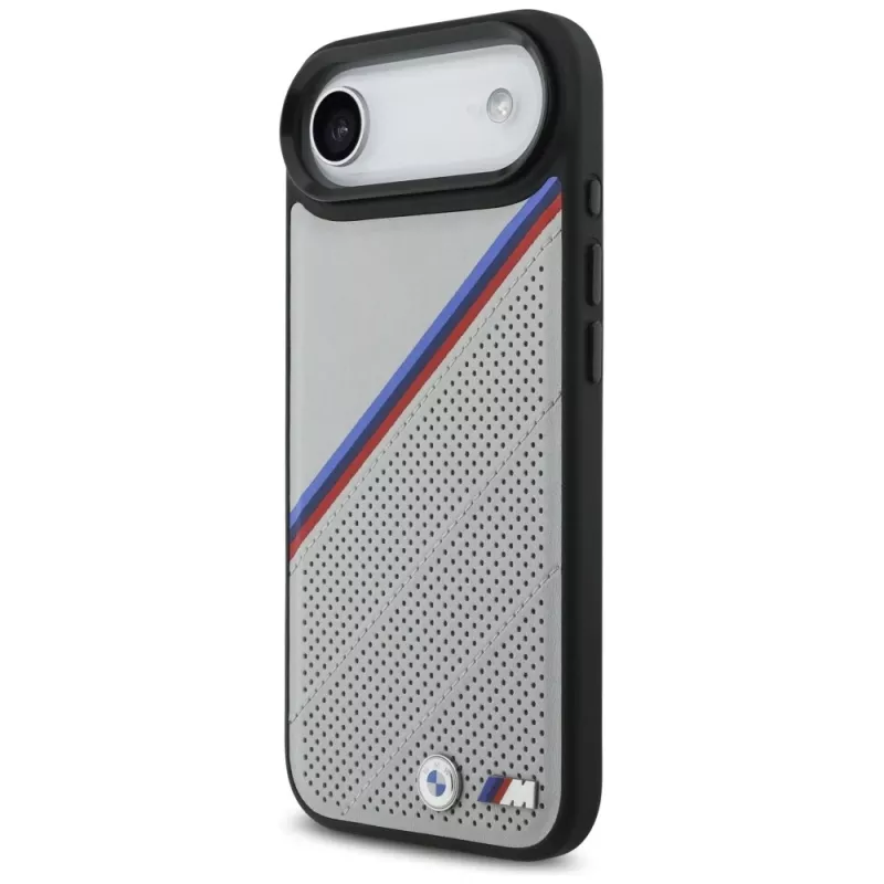 BMW M Tricolor metalinio logotipo MagSafe dėklas Apple iPhone Air, pilkas