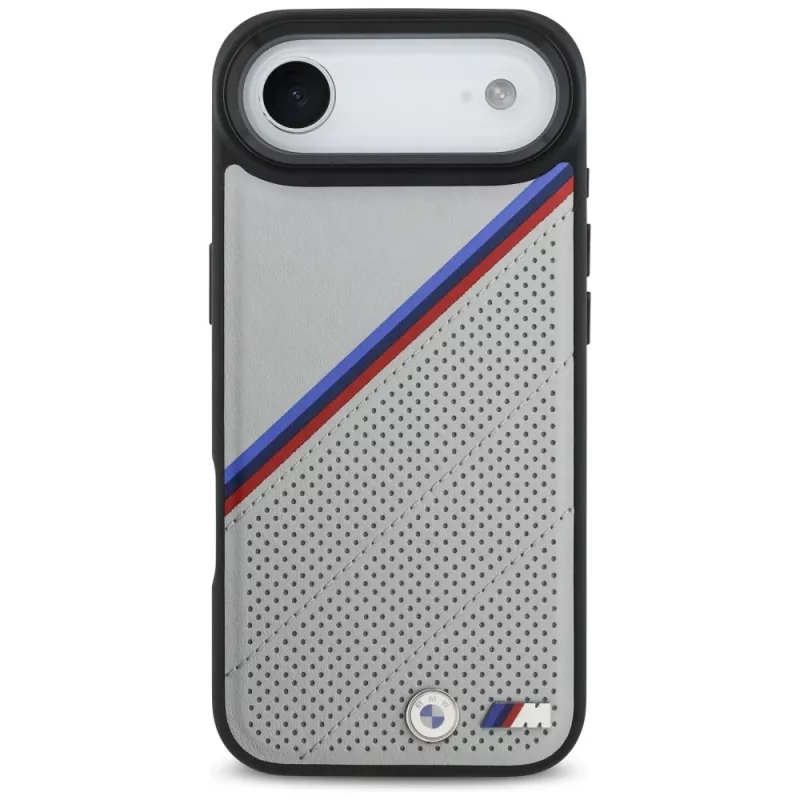 BMW M Tricolor metalinio logotipo MagSafe dėklas Apple iPhone Air, pilkas