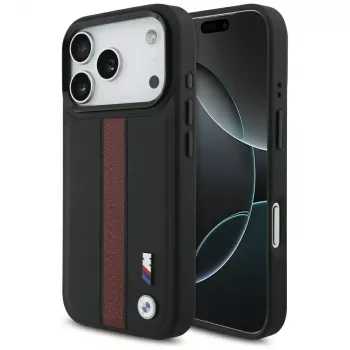 BMW M Perforated Stripe Logo MagSafe Dėklas, skirtas iPhone 17 Pro, Raudonas