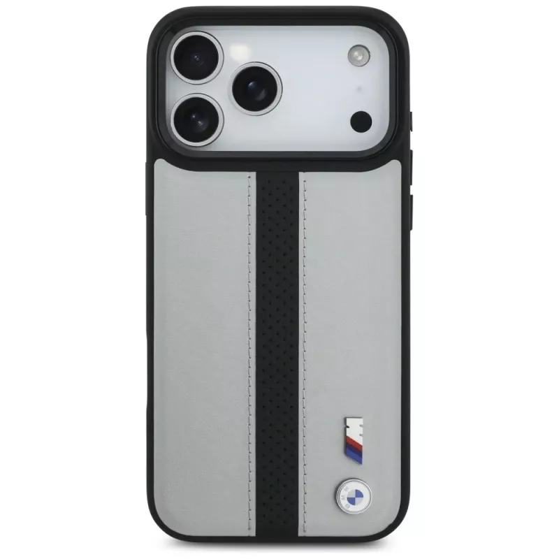 BMW M Perforated Stripe Logo MagSafe Case iPhone 17 Pro Max Grey