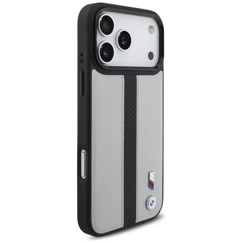 BMW M Perforated Stripe Logo MagSafe Case iPhone 17 Pro Max Grey