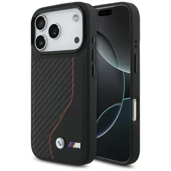 BMW M Carbon Line & Logo MagSafe dėklas, skirtas Apple iPhone 17 Pro, raudonas