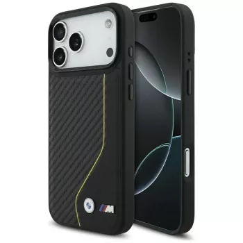 BMW M Carbon Line & Logo MagSafe dėklas, skirtas iPhone 17 Pro Max, geltonas