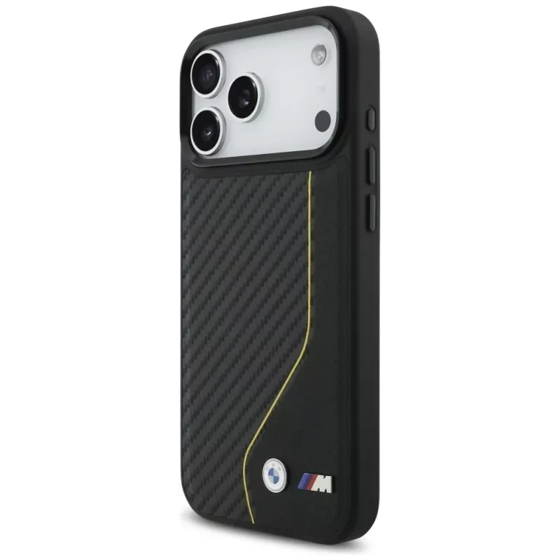BMW M Carbon Line & Logo MagSafe dėklas, skirtas iPhone 17 Pro Max, geltonas