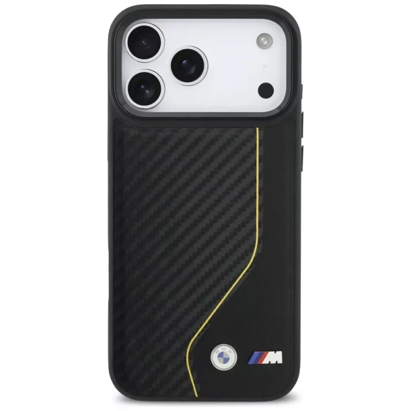 BMW M Carbon Line & Logo MagSafe dėklas, skirtas iPhone 17 Pro Max, geltonas