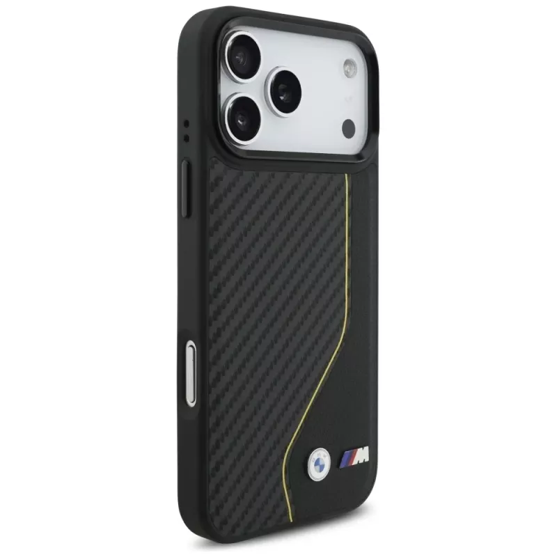 BMW M Carbon Line & Logo MagSafe dėklas, skirtas iPhone 17 Pro Max, geltonas