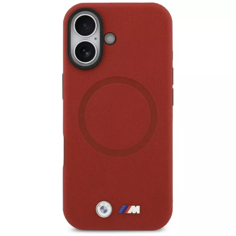 BMW M FW Metal Logo MagSafe dėklas, skirtas Apple iPhone 17, raudonas