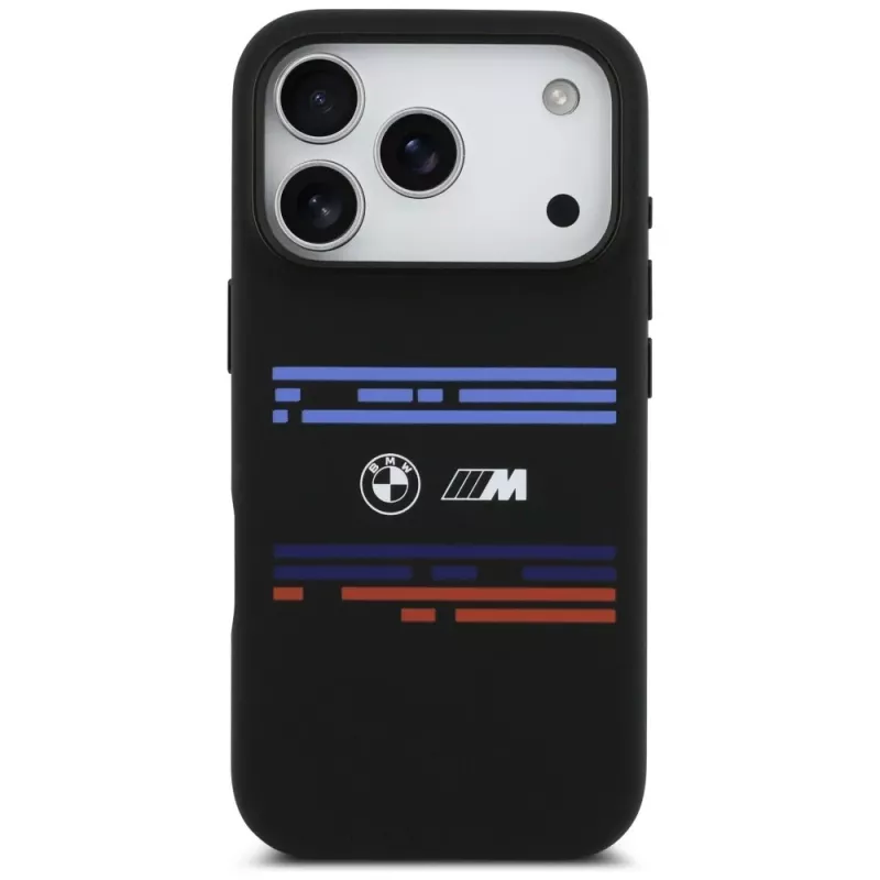 BMW M Silicon Horizontal Line MagSafe dėklas, skirtas Apple iPhone 17 Pro, juodas