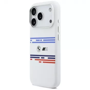 BMW M Silicon Horizontal Line MagSafe Case for iPhone 17 Pro White