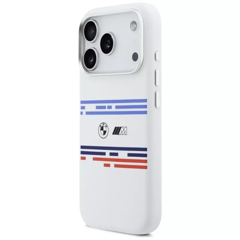 BMW M Silicon Horizontal Line MagSafe Case for iPhone 17 Pro White