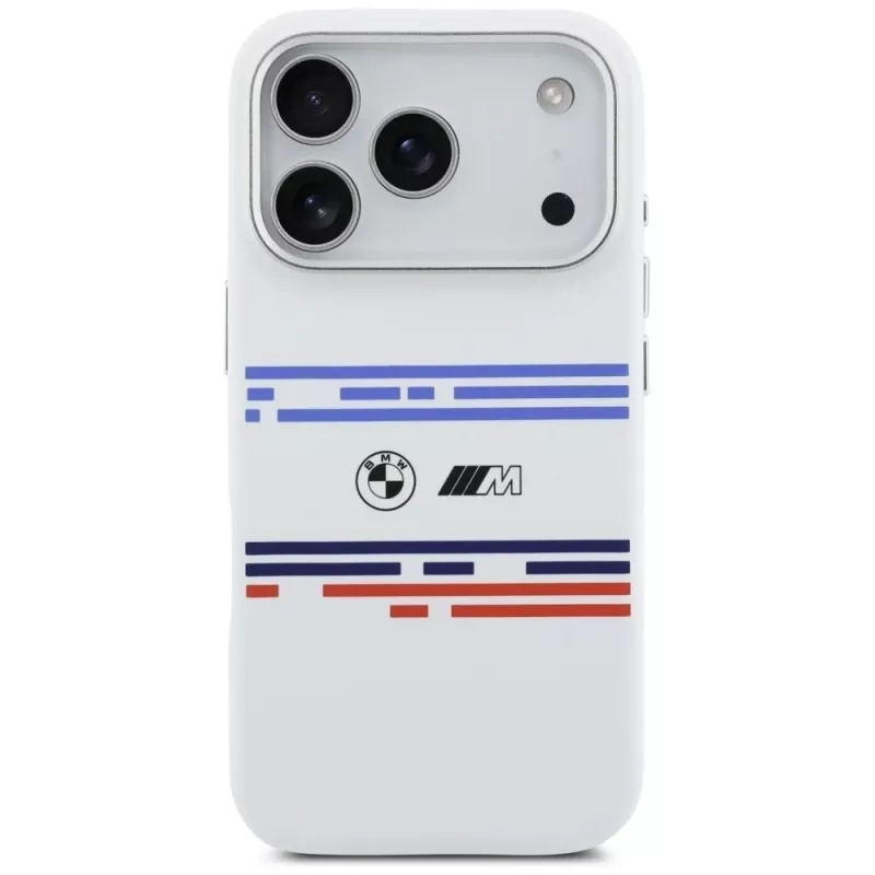 BMW M Silicon Horizontal Line MagSafe Case for iPhone 17 Pro White