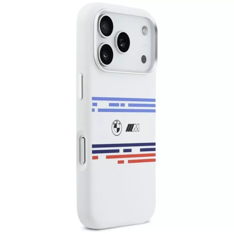 BMW M Silicon Horizontal Line MagSafe Case for iPhone 17 Pro White