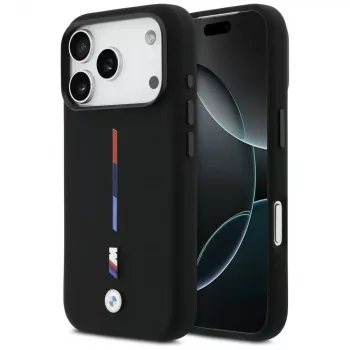 BMW M Silicon Tricolor Line MagSafe Case for iPhone 17 Pro Black