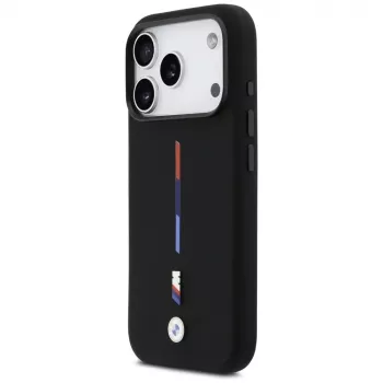 BMW M Silicon Tricolor Line MagSafe Case for iPhone 17 Pro Black