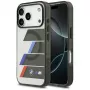 BMW M IML Metal Buttons Tricolor Lines MagSafe Case, skirta Apple iPhone 17 Pro, antracito spalvos