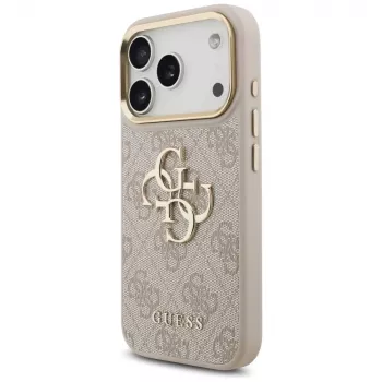 Guess 4G Big Classic Logo Big Strap Metal Buttons Case, skirta Apple iPhone 17 Pro, rožinė