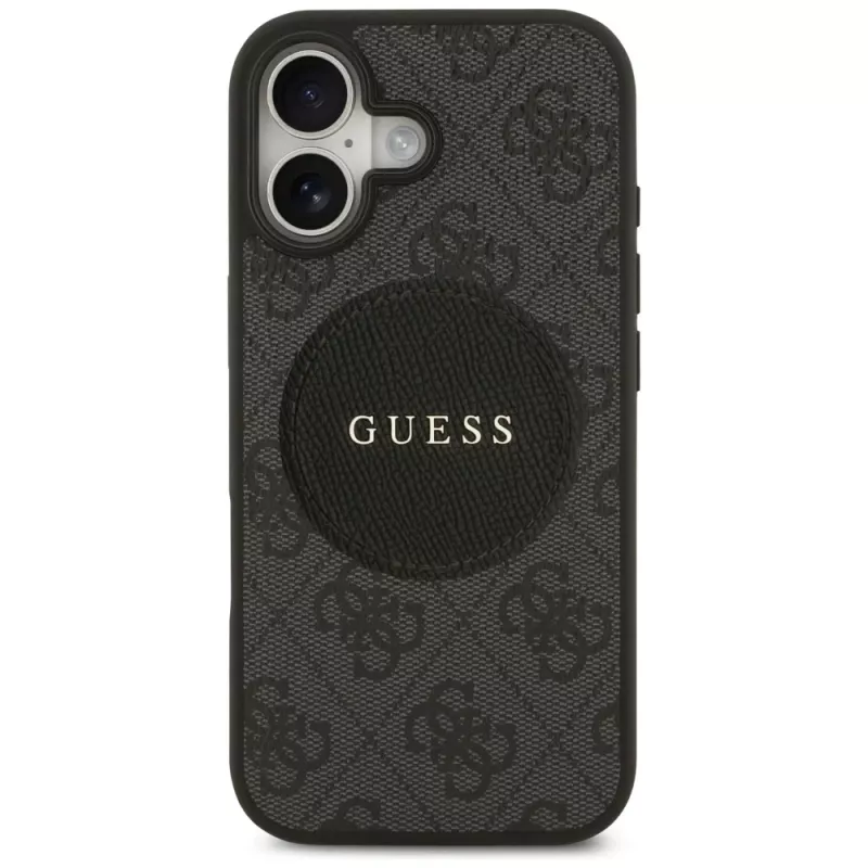 Guess 4G Circle Classic Logo Dėklas su MagSafe, skirtas iPhone 17 (Juodas)