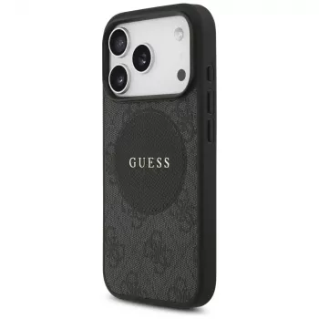 Guess 4G Circle Classic Logo MagSafe Dėklas, skirtas iPhone 17 Pro (Juodas)