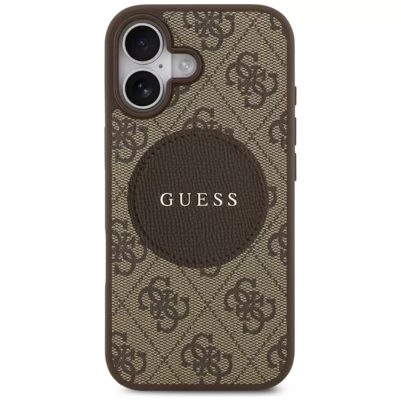 Guess 4G Circle Classic Logo MagSafe Back Cover, skirta Apple iPhone 17 - Ruda