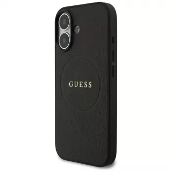 Guess Grained Ring MagSafe Dėklas, skirtas iPhone 17 - Juodas