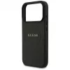 Guess Grained Ring MagSafe Dėklas, skirtas iPhone 17 Pro (Juodas)