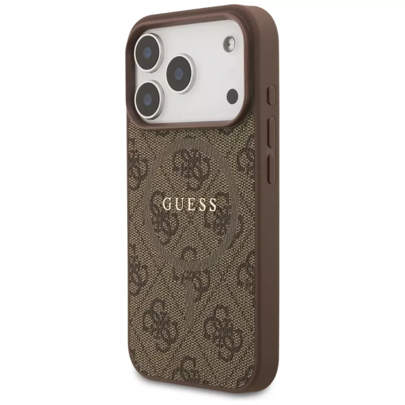 Guess 4G Ring Classic Logo MagSafe Back Cover, skirtas Apple iPhone 17 Pro, Ruda