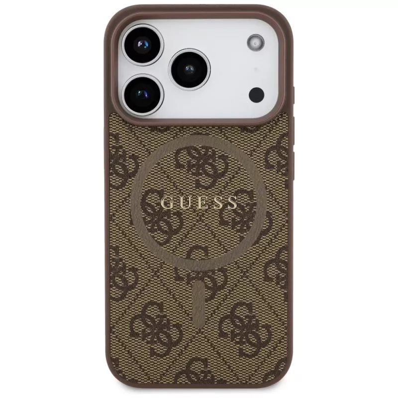 Guess 4G Ring Classic Logo MagSafe Back Cover, skirtas Apple iPhone 17 Pro, Ruda