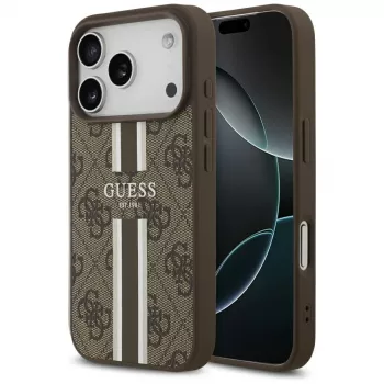 Guess 4G Printed Stripes MagSafe Dėklas, skirtas Apple iPhone 17 Pro - Ruda