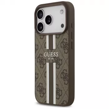 Guess 4G Printed Stripes MagSafe Dėklas, skirtas Apple iPhone 17 Pro - Ruda